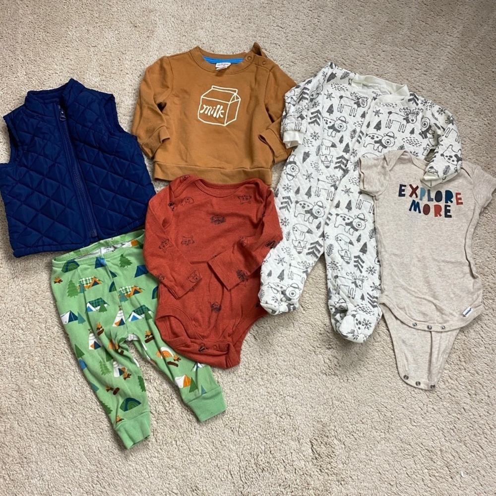 Baby Boy Clothing Bundle Lot 6-9M Camping Outdoor‎ Granola Fall 6pc